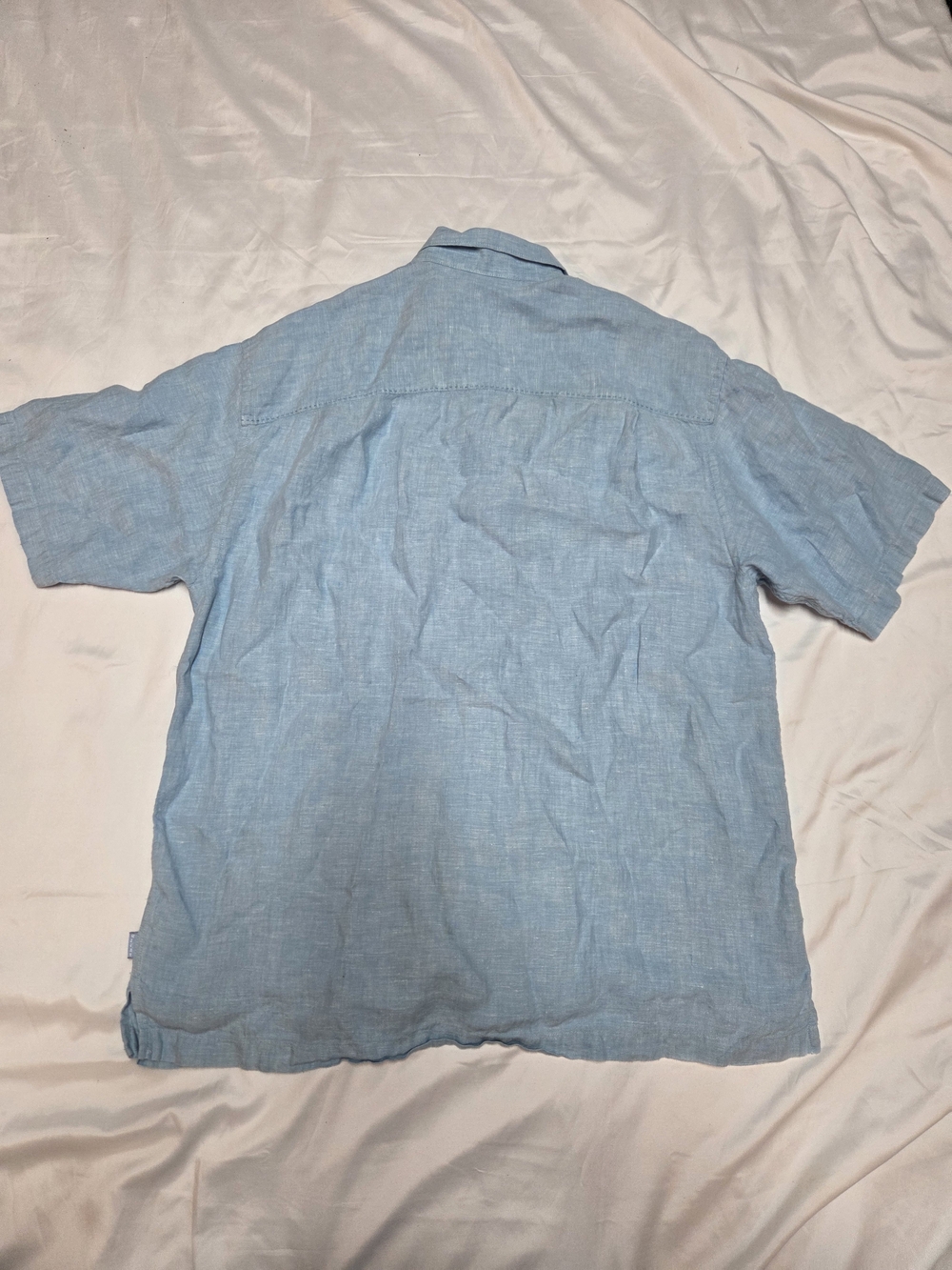 Tommy Bahama Sky Blue Short-Sleeve 100% Linen Button-Down Shirt - Picture 3 of 3